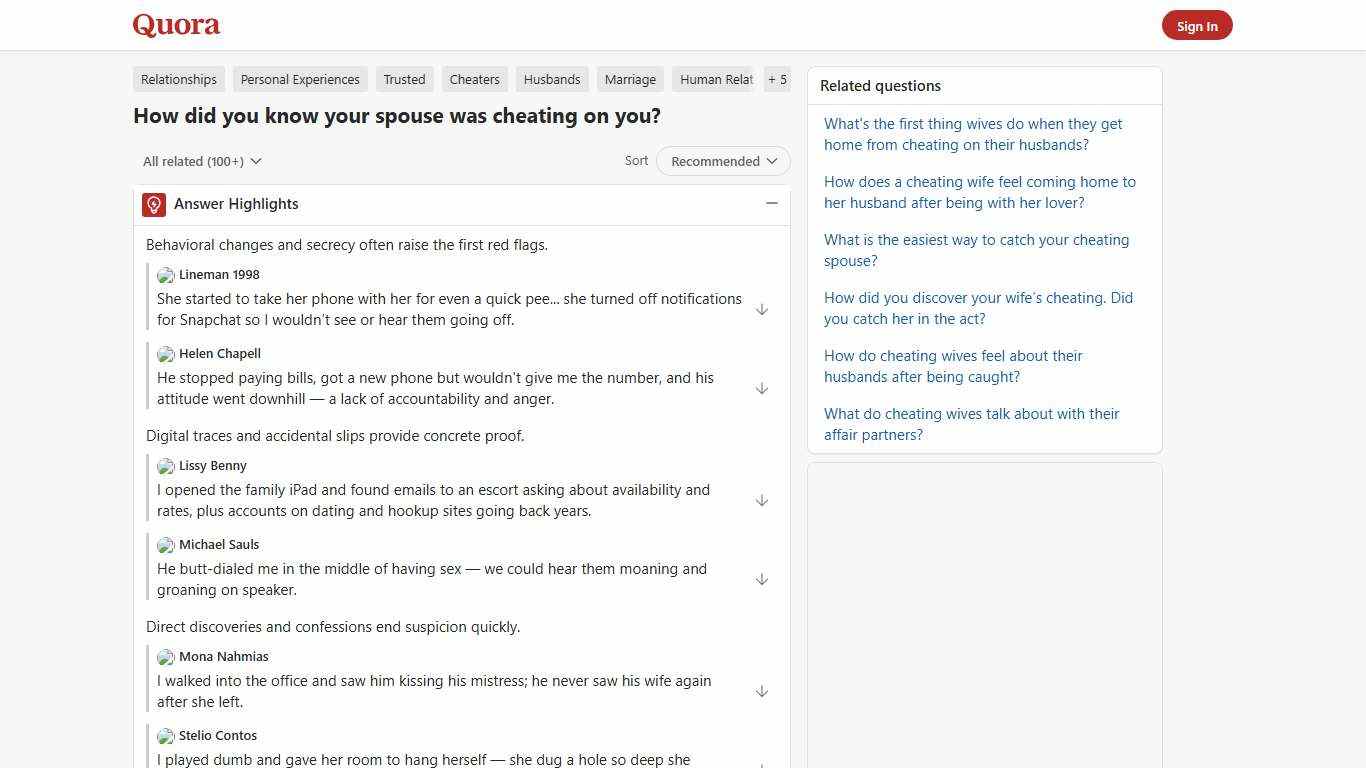 How did you know your spouse was cheating on you? - Quora